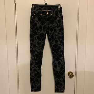 7 for all mankind EUC gray with black velour detail skinny jeans Size 24